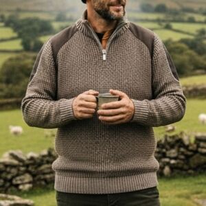 Yao Cheng L 90s Old Money Academia Cabincore Quarter Zip 3D Knit Sweater